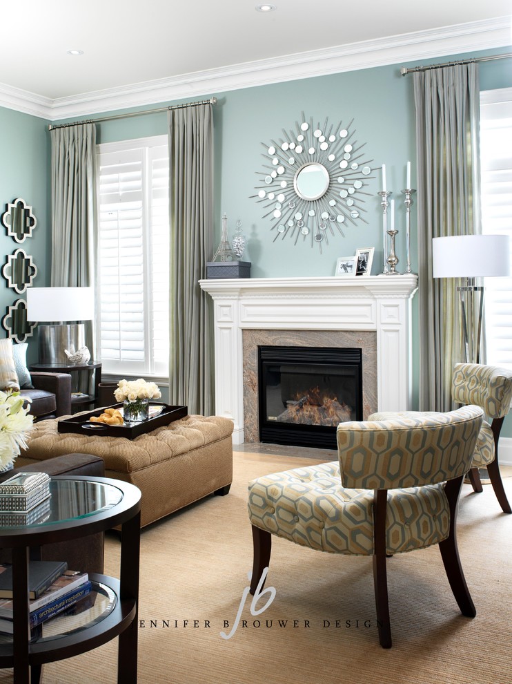 light teal living room