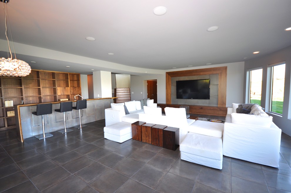 Design ideas for a contemporary living room in Cedar Rapids.