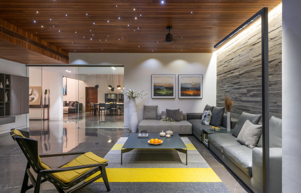 Kajal Villa Contemporary Living Room Ahmedabad by A New Dimension