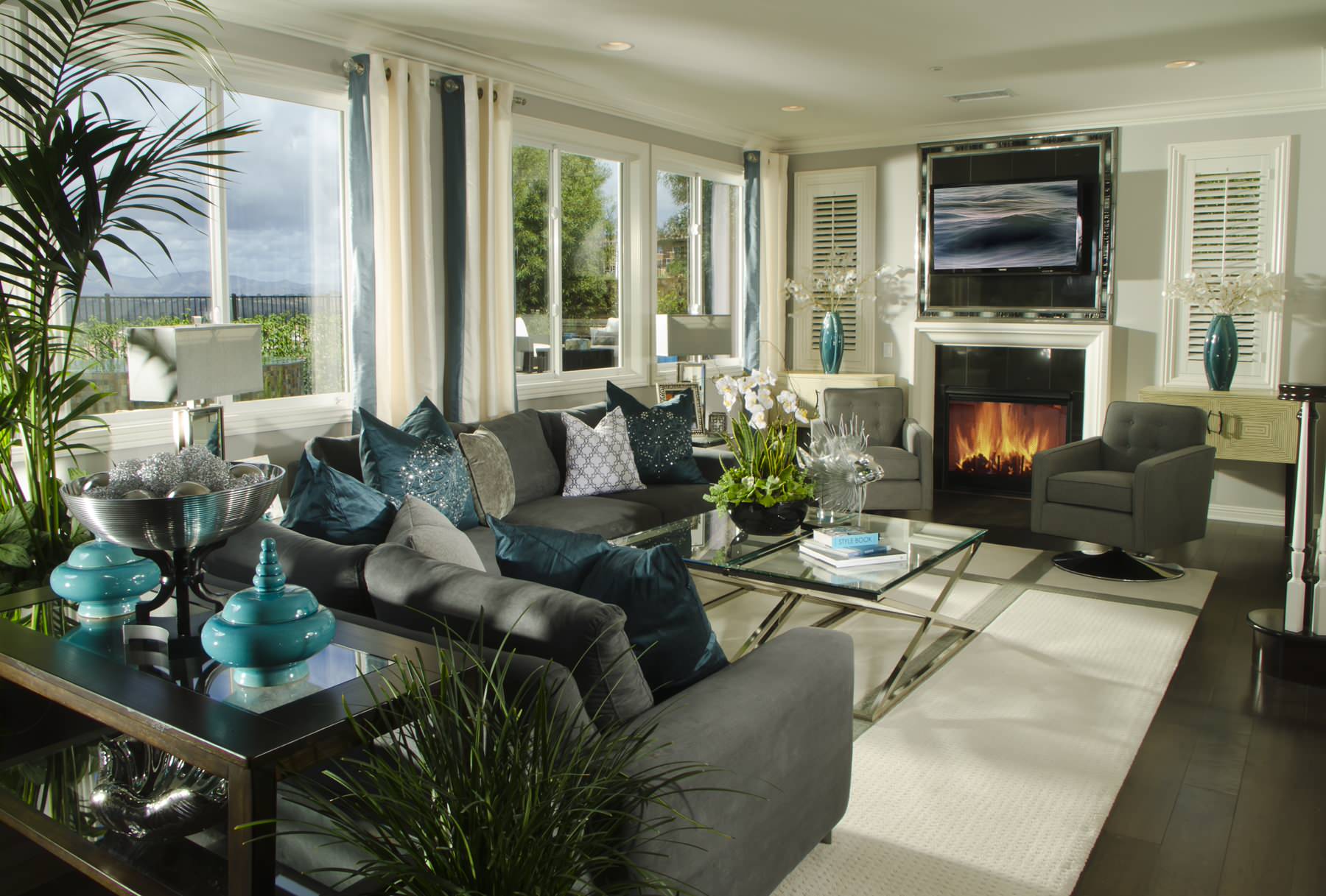 Teal Couch Houzz, Teal And Gray Living Room Decor Ideas