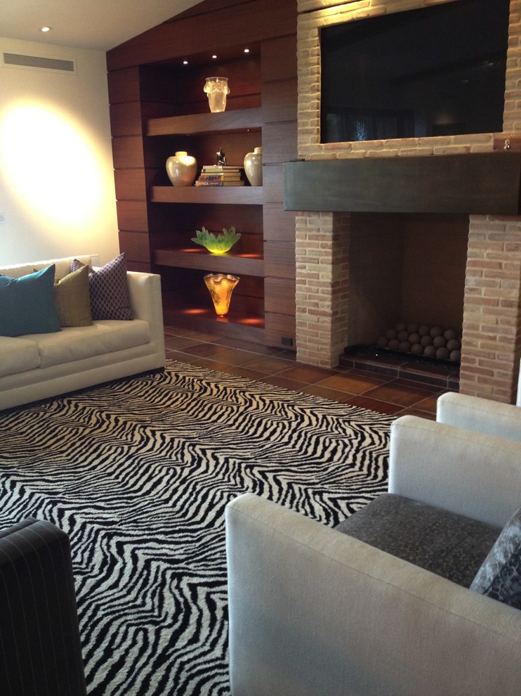 Trendy living room photo in Orange County
