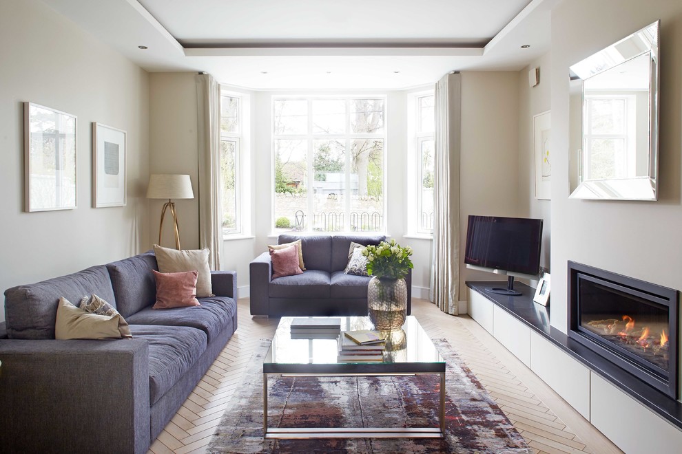 Trendy living room photo in Dublin