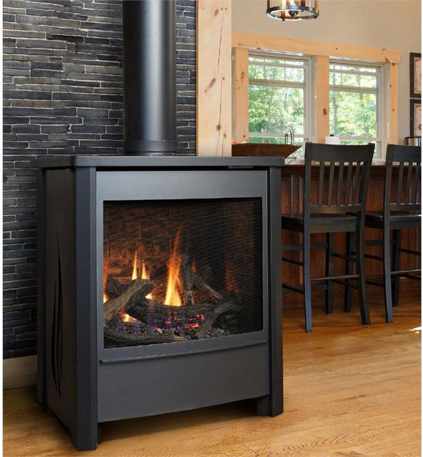 Kingsman Millivolt Free Standing Direct Vent Gas Stove in Charcoal