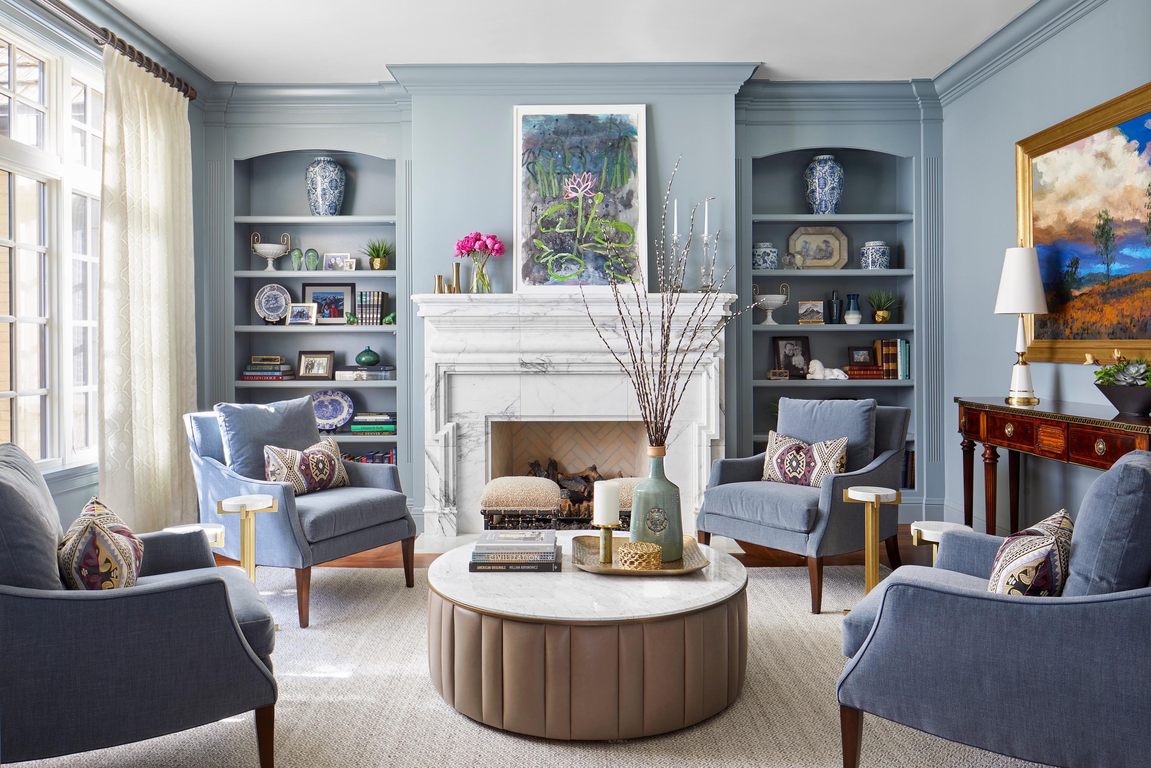 Blue Living Room Makeover
