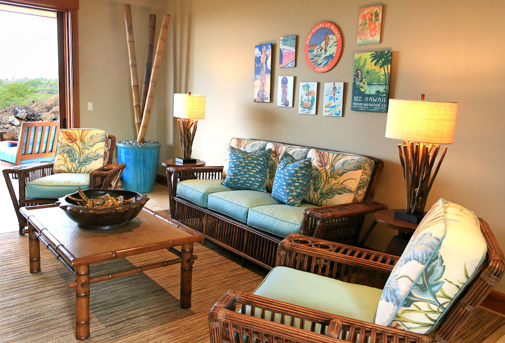 Kukio Resort Home - Tropical - Living Room - Hawaii - by Fine Design Interiors, Inc.  Houzz