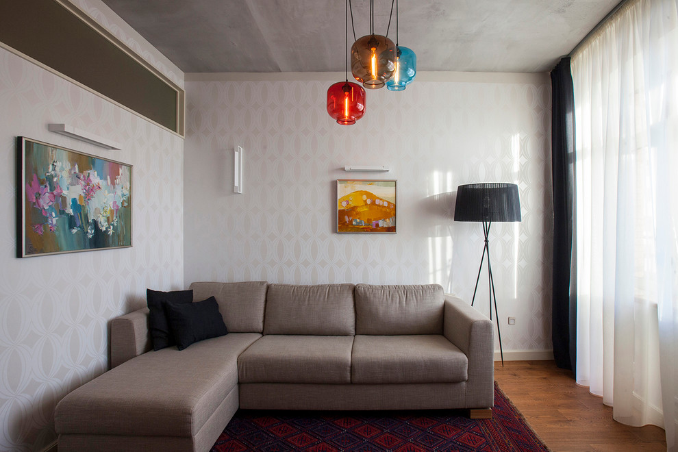 Идея дизайна: изолированная гостиная комната в современном стиле