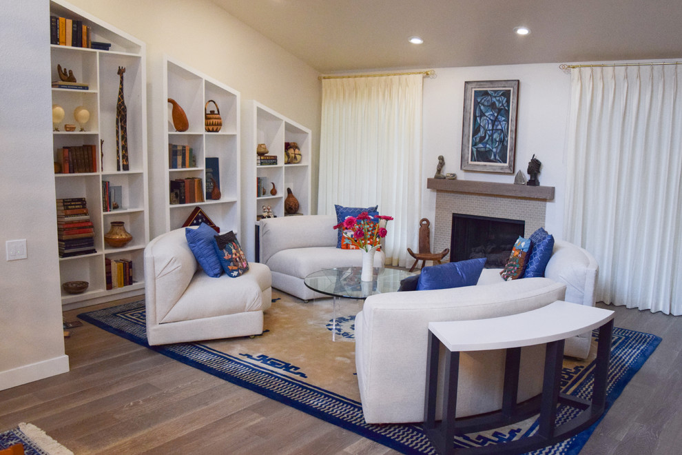 Example of a small eclectic open concept living room design in San Diego