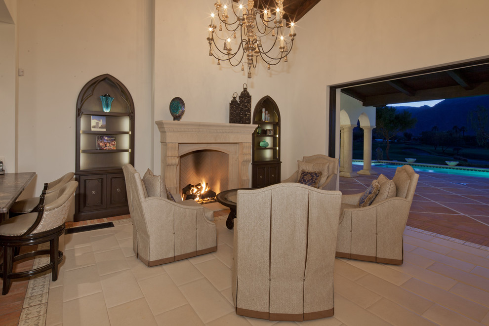 Example of a tuscan living room design in Los Angeles