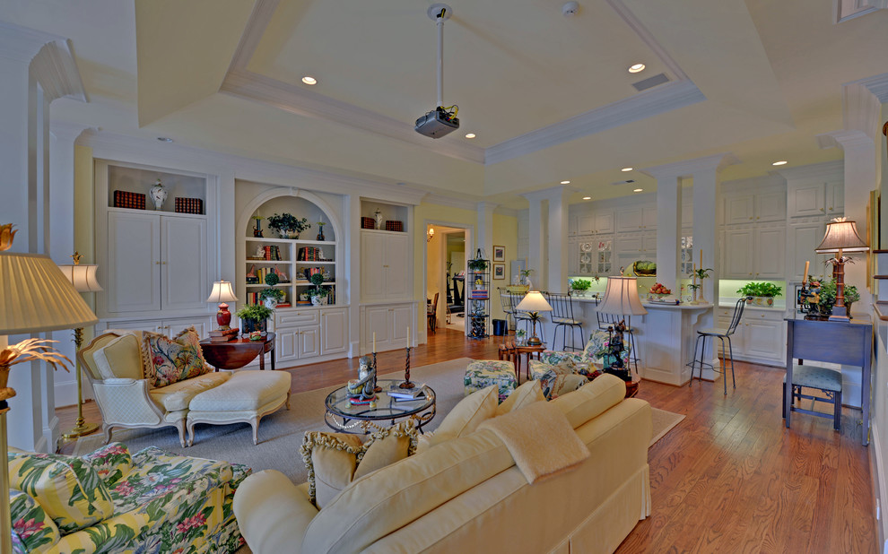 Example of a mountain style living room design in Atlanta