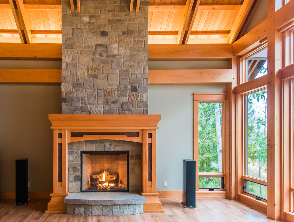 Example of a mountain style living room design in Vancouver