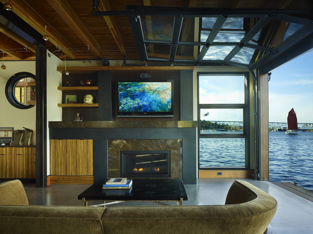 Lake Union Float Home, Seattle WA - Modern - Wohnbereich - Seattle