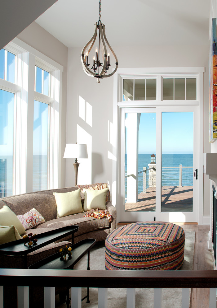 This is an example of a beach style living room in Grand Rapids.