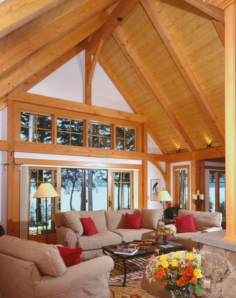 Lakeside Great Room Retreat Traditional Living Room Boston By Timberpeg Houzz