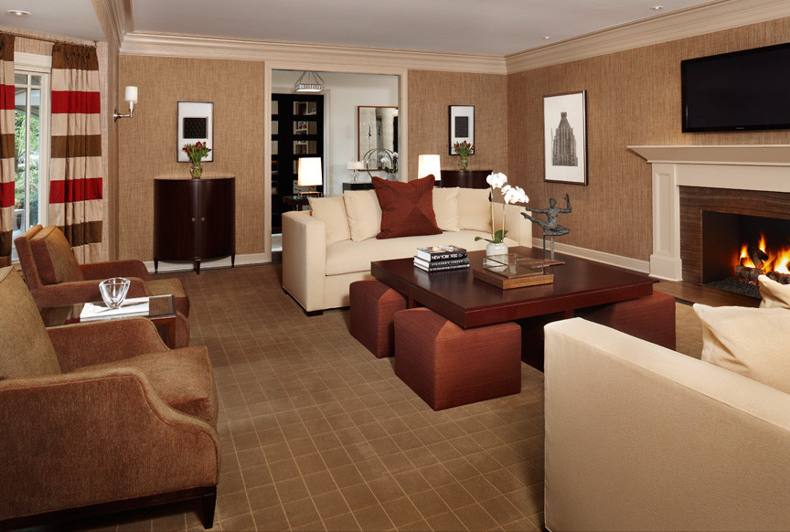 Example of a trendy living room design in Birmingham