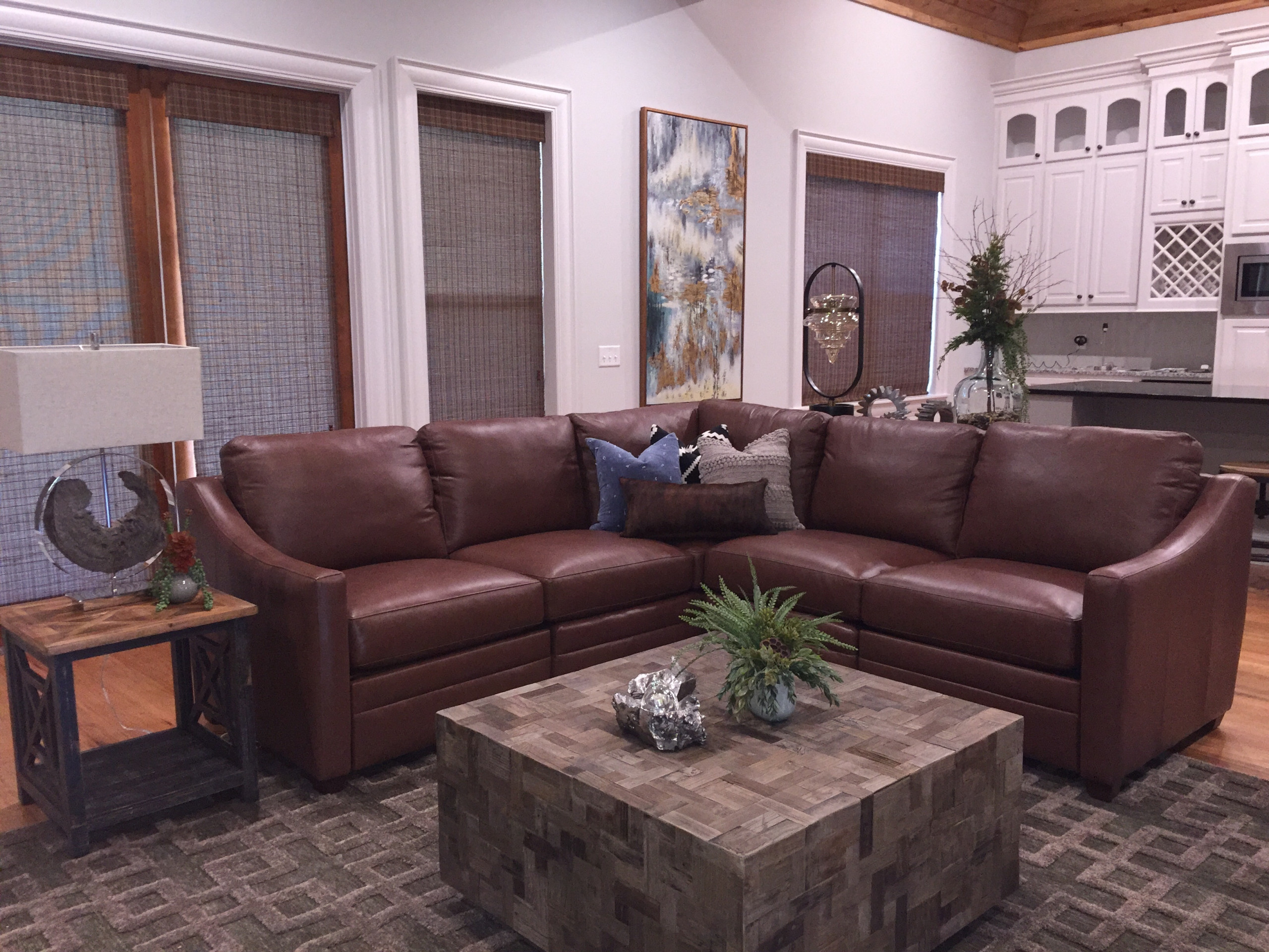 Distressed Leather Sectional Photos