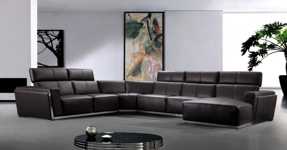 Sofa With Headrest Houzz, Divani Casa 6123 Modern White And Black Bonded Leather Sectional Sofa