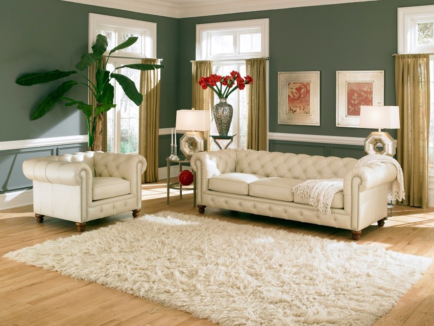 Foto di un soggiorno classico di medie dimensioni con pareti verdi