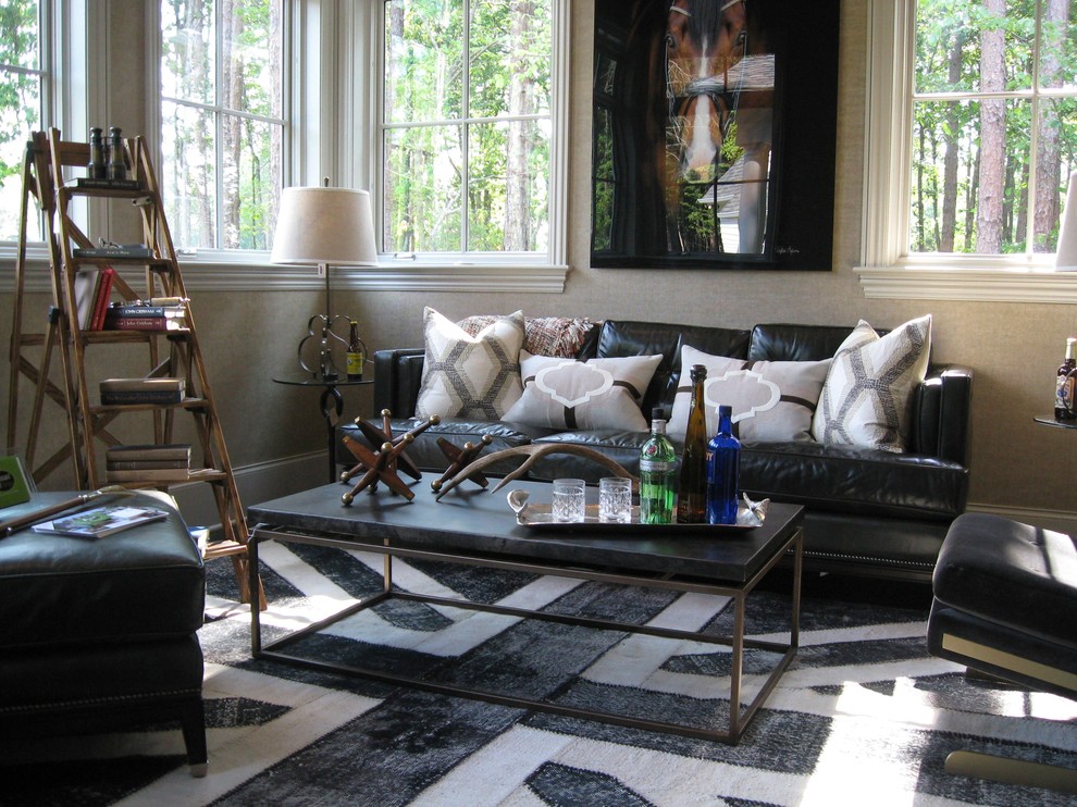 Living room - modern living room idea in Charlotte