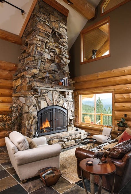 Design ideas for a rustic living room in Boise.