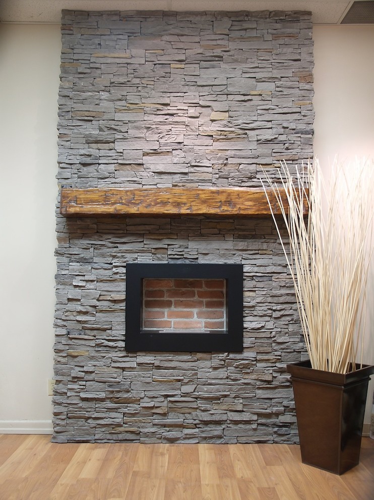 Ledge Stone Veneer Interior Fireplaces - Contemporary - Living Room ...