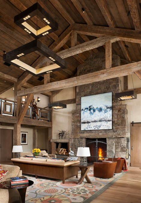 Example of a mountain style living room design in Other