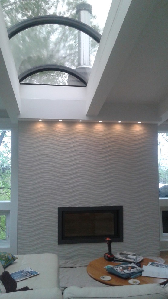 Level up Fireplace Modern Living Room Minneapolis by Woodland