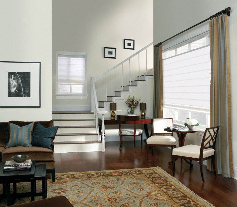 Example of a trendy living room design in Houston