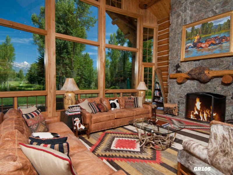 Mountain style living room photo in Raleigh