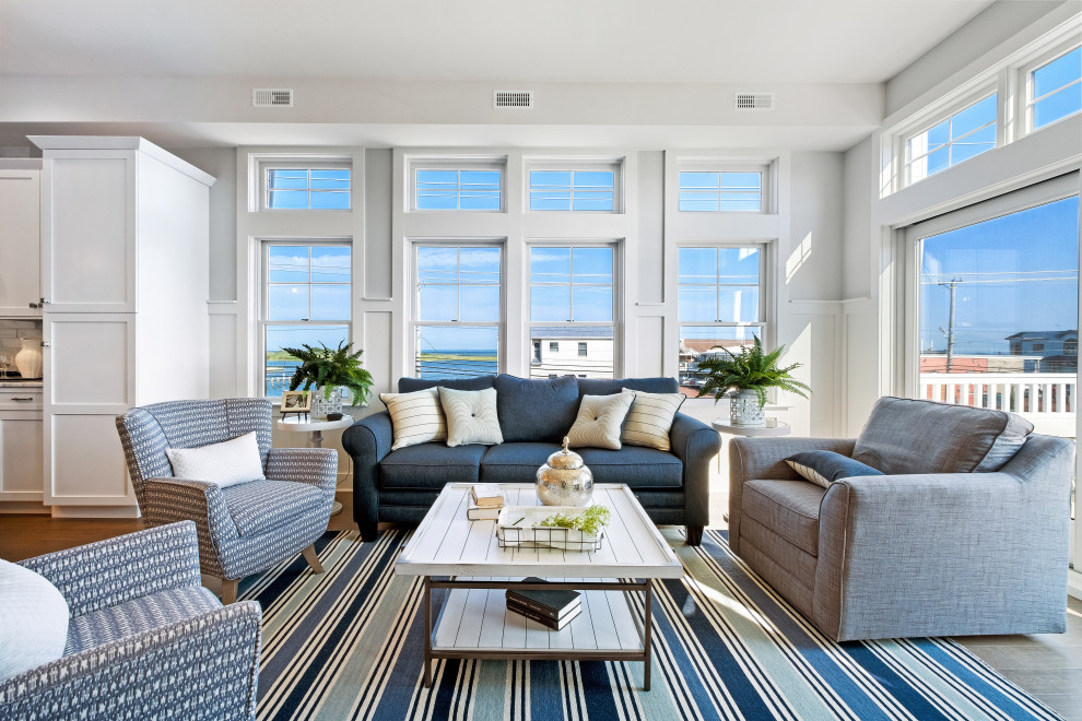 Inspiration for a coastal living room remodel in Philadelphia