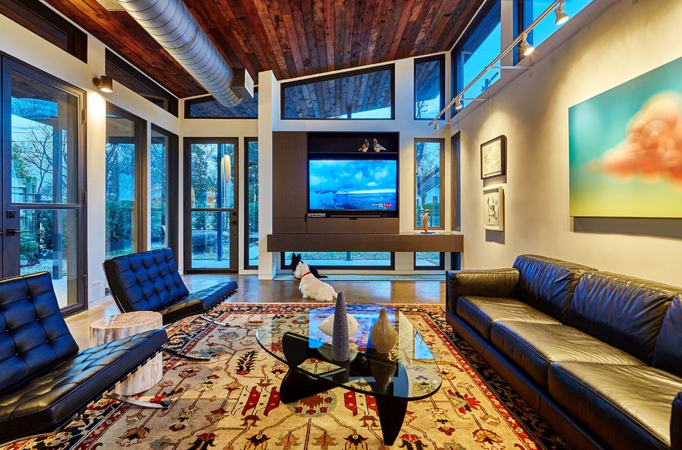 Photo of a contemporary living room in Dallas.