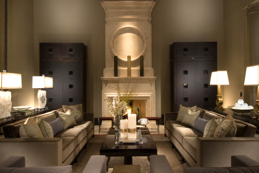 Photo of a contemporary living room in Dallas with beige walls.