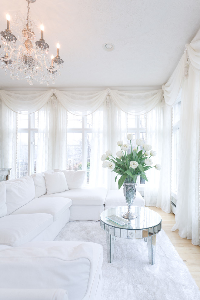 Example of a classic formal and enclosed light wood floor living room design in Philadelphia with no fireplace and no tv