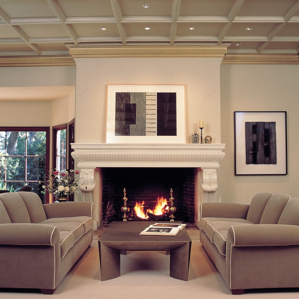 Design ideas for a classic living room in San Francisco with a standard fireplace.