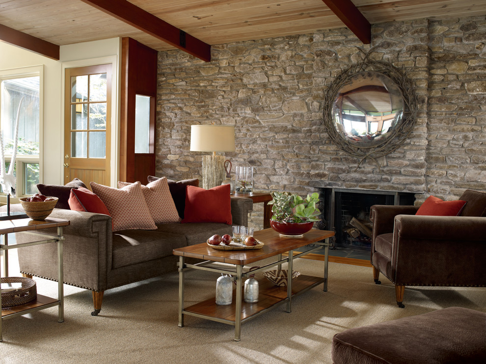 Свежая идея для дизайна: большая парадная гостиная комната в современном стиле с коричневым диваном - отличное фото интерьера