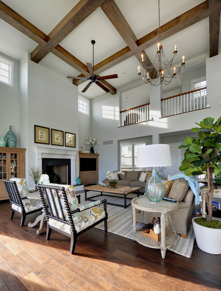 Living room - huge traditional living room idea in Philadelphia with white walls