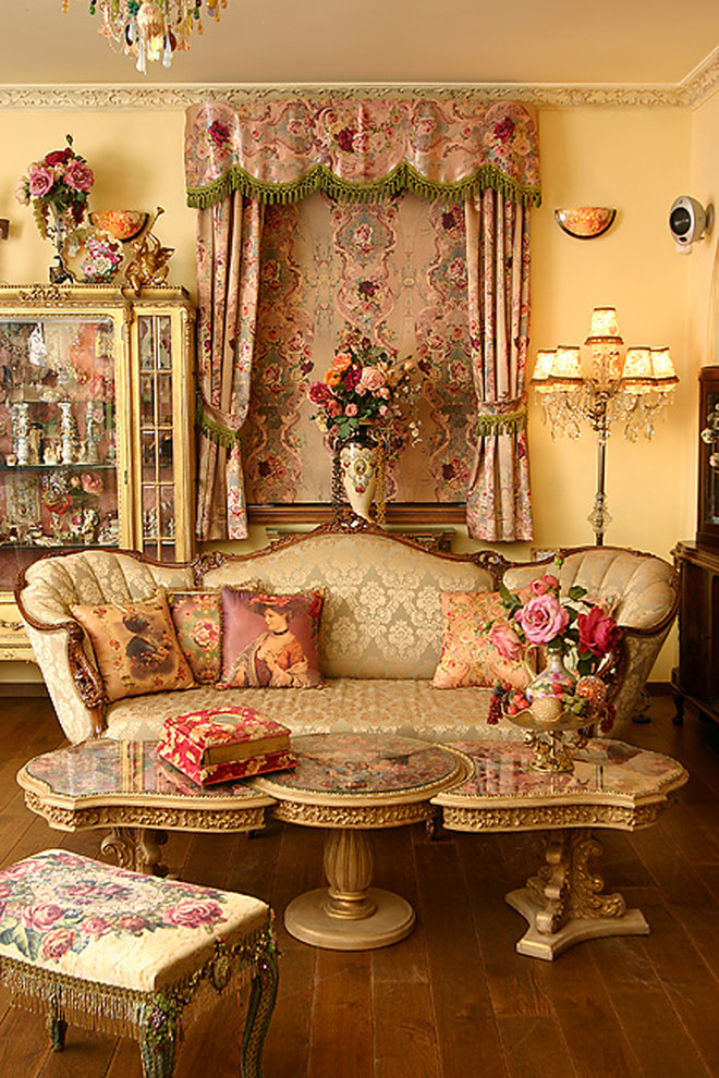 Inspiration for a victorian formal living room remodel in Other with yellow walls