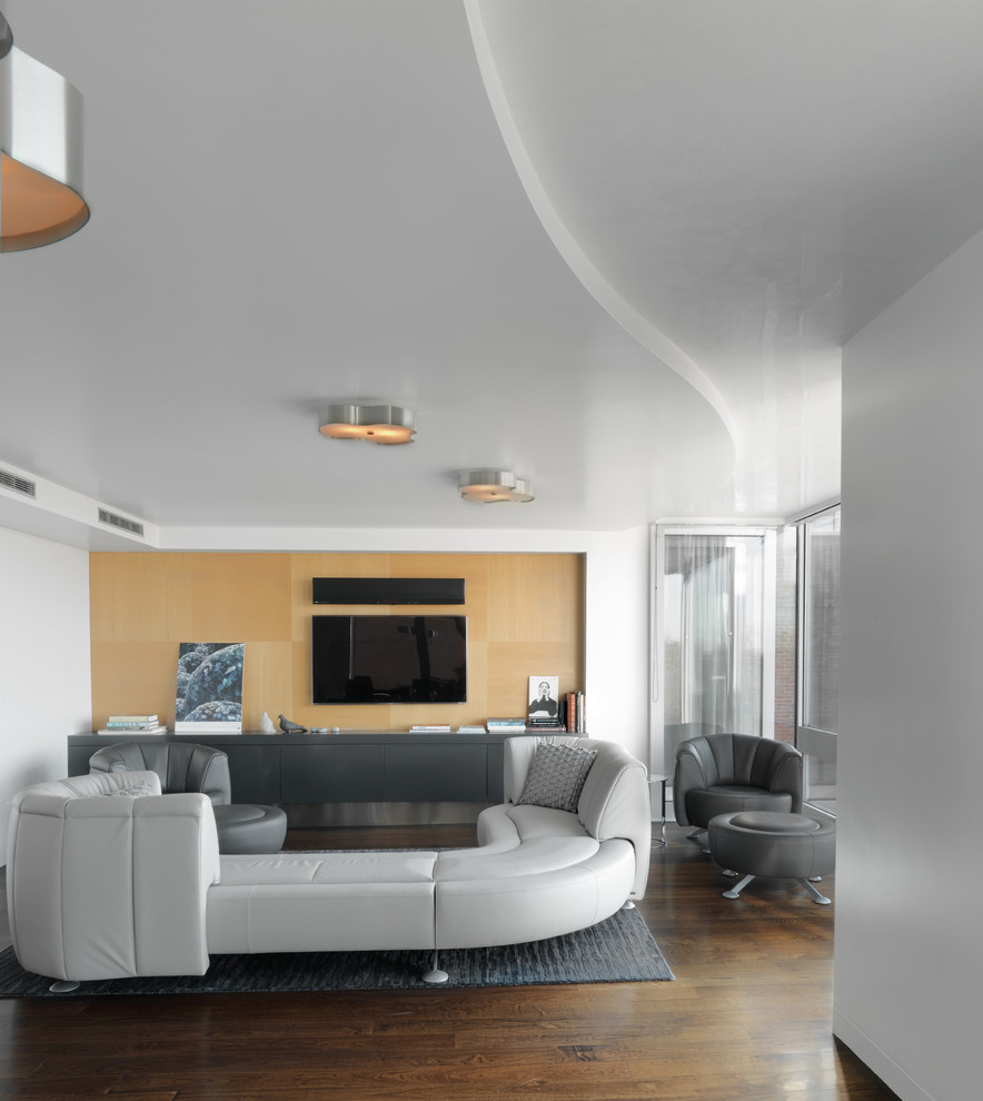 Example of a minimalist living room design in Boston