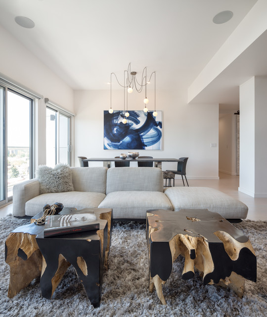 Living Room into Dining Room Moderne Salon Portland par