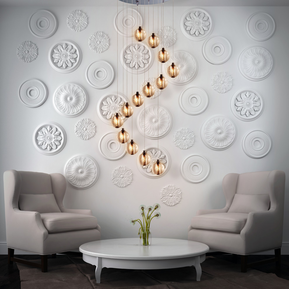 Idée de décoration pour un grand salon minimaliste.