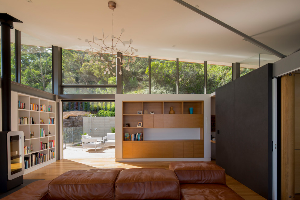 This is an example of a contemporary open plan living room in Christchurch.