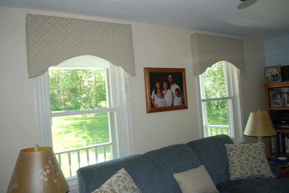 Example of a large classic formal and open concept living room design in Boston with beige walls, no fireplace and no tv