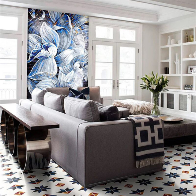 Living Room Mosaic Murals Contemporary Living Room Chicago by