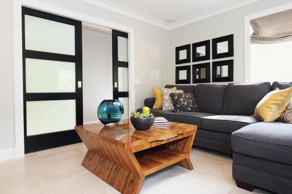 Transitional living room photo in Orange County