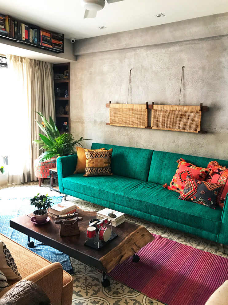 Photo of a bohemian living room in Mumbai.