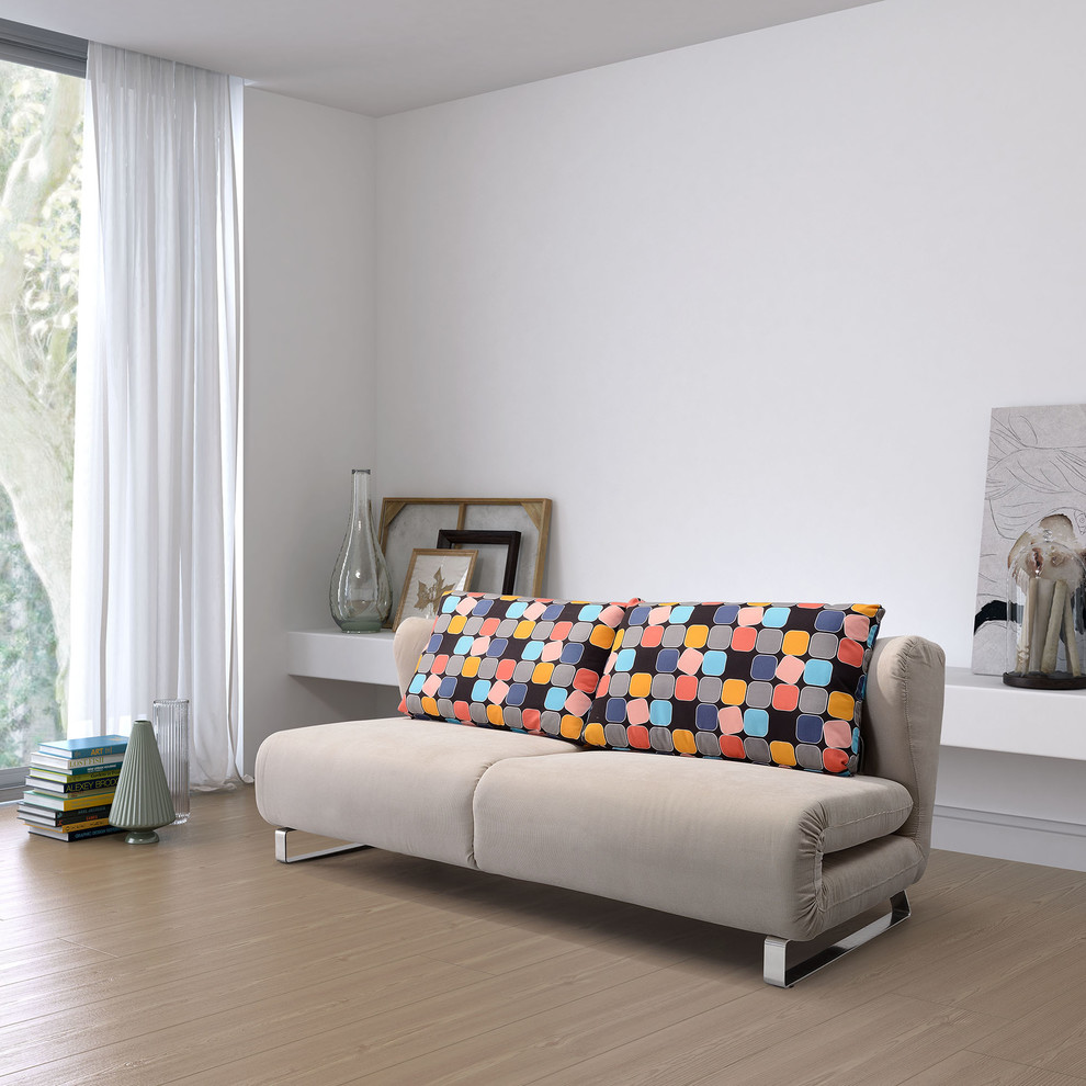 Ispirazione per un piccolo soggiorno minimalista chiuso con pareti bianche e parquet chiaro