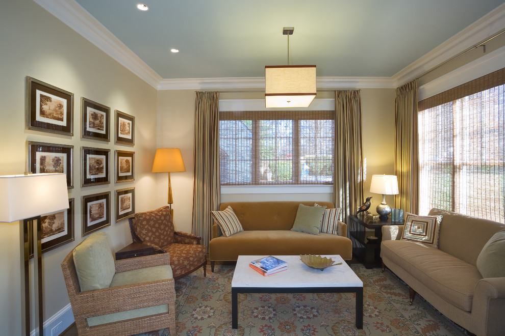 Inspiration for a mid-sized contemporary formal and enclosed living room remodel in DC Metro with beige walls and no tv