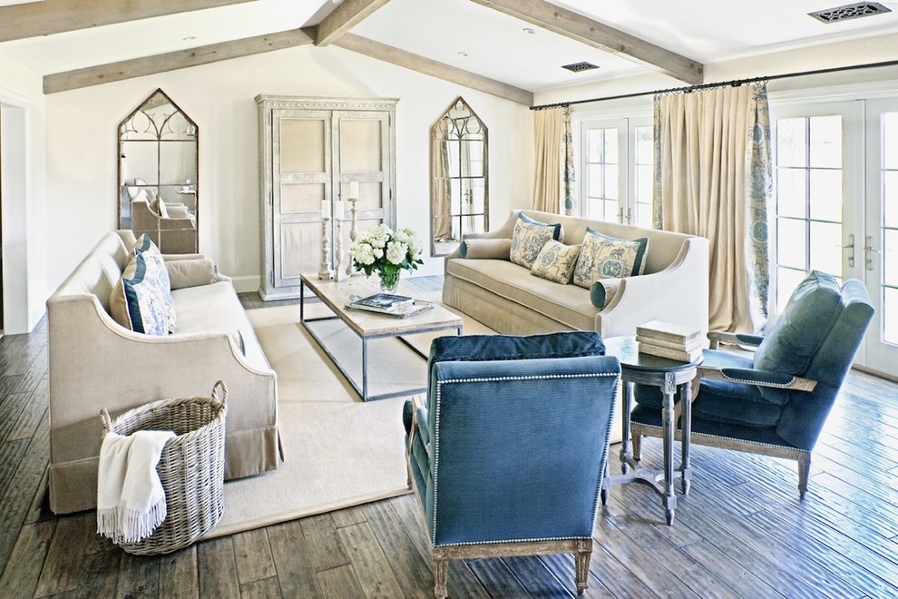 Inspiration for a large transitional living room remodel in Phoenix with beige walls
