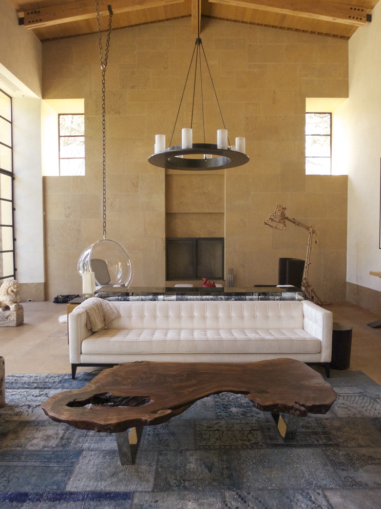Living room - huge eclectic living room idea in Austin with beige walls