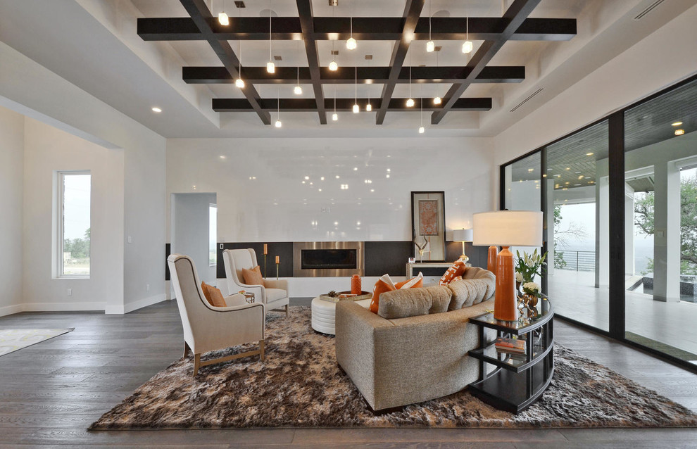 Inspiration for a large contemporary living room in Austin.