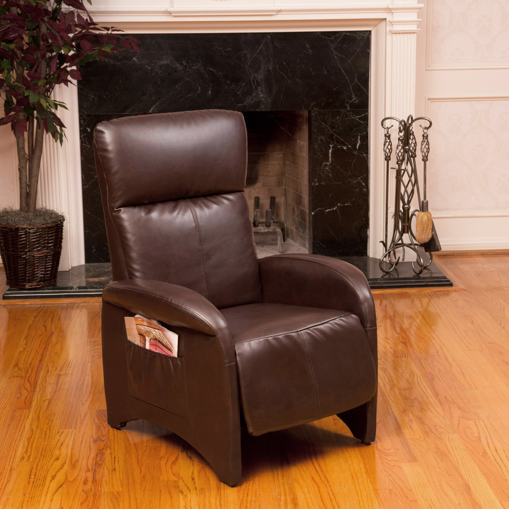 Living Space featuring Brown Leather Recliner - Modern - Living Room